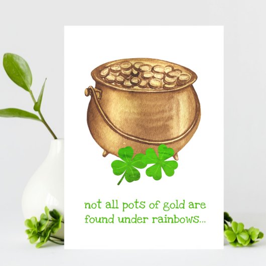 ポットの金ゴールドクローバーおもしろいSt patricks dayカード 案内状