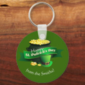 ポットの金ゴールドセントパトリックの日 キーホルダー (正面)