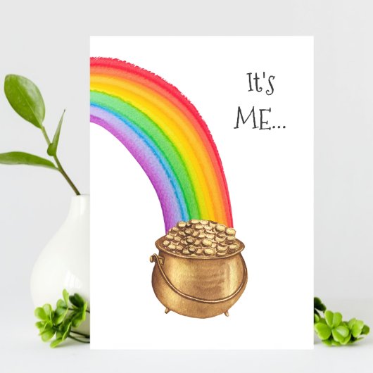 ポットの金ゴールドレインボーおもしろいSt patricks dayカード 案内状