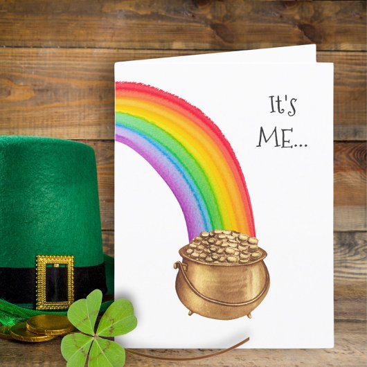 ポットの金ゴールドレインボーおもしろいSt patricks dayカード 案内状