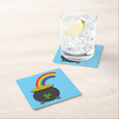 ポットの金ゴールドレインボーカートゥーン スクエアペーパーコースター (インサイチュ)