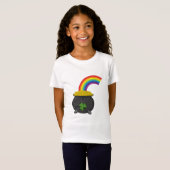 ポットの金ゴールドレインボーカートゥーン Tシャツ (正面フル)