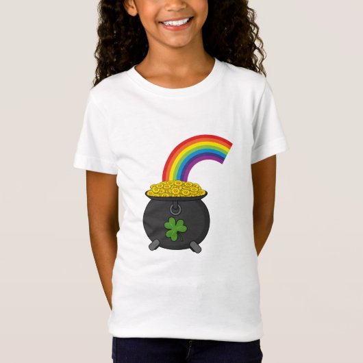 ポットの金ゴールドレインボーカートゥーン Tシャツ (正面)