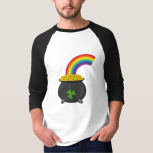 ポットの金ゴールドレインボーカートゥーン Tシャツ