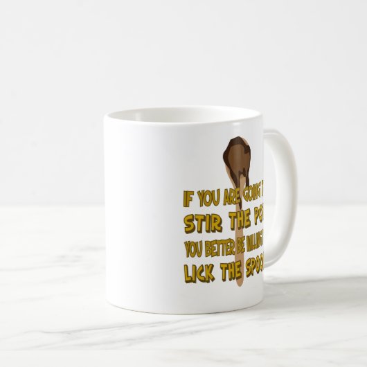 ポットを舐めますスプーンのマグをかき混ぜて下さい コーヒーマグカップ (正面右)