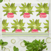 ポットグリーントリムストライプのキッチンタオル キッチンタオル (折り畳み)