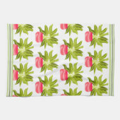 ポットグリーントリムストライプのキッチンタオル キッチンタオル (横)