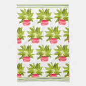 ポットグリーントリムストライプのキッチンタオル キッチンタオル (縦)