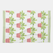 ポットグリーントリムストライプのキッチンタオル キッチンタオル (横)