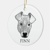 ポットケーキドッグハンドスケッチ パーソナライズされた セラミックオーナメント (左)