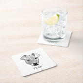 ポットケーキドッグパーソナライズされたハンドスケッチ スクエアペーパーコースター (インサイチュ)