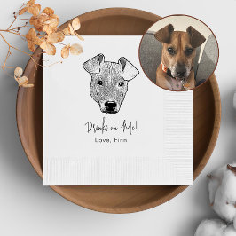 ポットケーキパーソナライズされたーの犬が飲む 縁ありカクテルナプキン