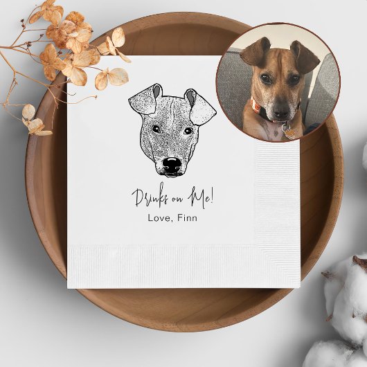 ポットケーキパーソナライズされたーの犬が飲む 縁ありカクテルナプキン