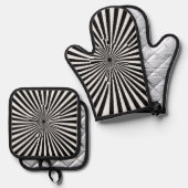 ポットストライプホーのキルテッドヒート保護 鍋つかみ&鍋敷きセット (正面/裏面)