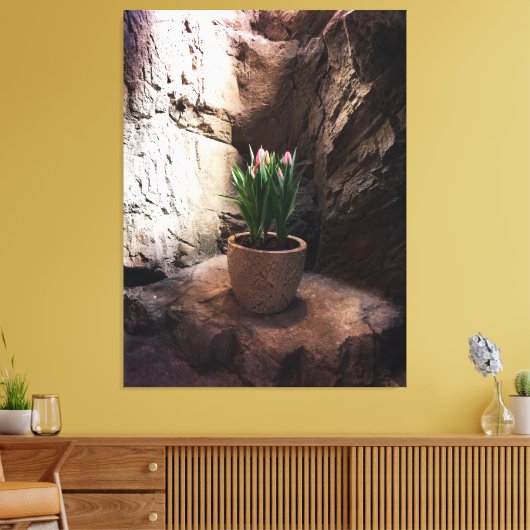 ポットチューリップの木枠 キャンバスプリント (インサイチュ (リビング))