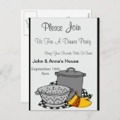 ポットディナー招待状 インビテーションポストカード (正面/裏面)