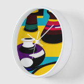 ポットデザインウォールクロックとホワイトウッドフレーム 壁時計 (傾斜)