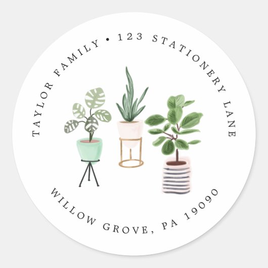 ポットハウスプラントサーキュラー差出人住所 ラウンドシール (正面)