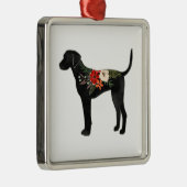 ポットハウンドドッグブリードボホフローラシルエット メタルオーナメント (右)