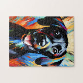 ポットハウンドドッグポートレートアクリルアートプリント ジグソーパズル (横)