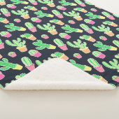 ポットパターンのネオン水彩画のサボテン シェルパブランケット (3/4)