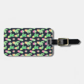 ポットパターンのネオン水彩画のサボテン ラゲッジタグ (正面横)