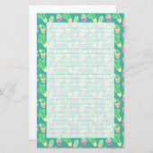 ポットパターンのネオン水彩画のサボテン 便箋 (正面/裏面)