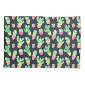 ポットパターンのネオン水彩画のサボテン 枕カバー (裏面-左)