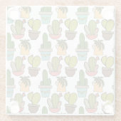 ポットパターンの屋内サボテン及びSucculents ガラスコースター (裏面)