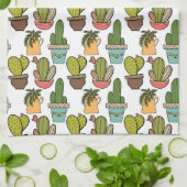 ポットパターンの屋内サボテン及びSucculents キッチンタオル (折り畳み)