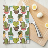 ポットパターンの屋内サボテン及びSucculents キッチンタオル (四つ折り)