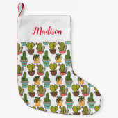 ポットパターンの屋内サボテン及びSucculents スモールクリスマスストッキング (正面)