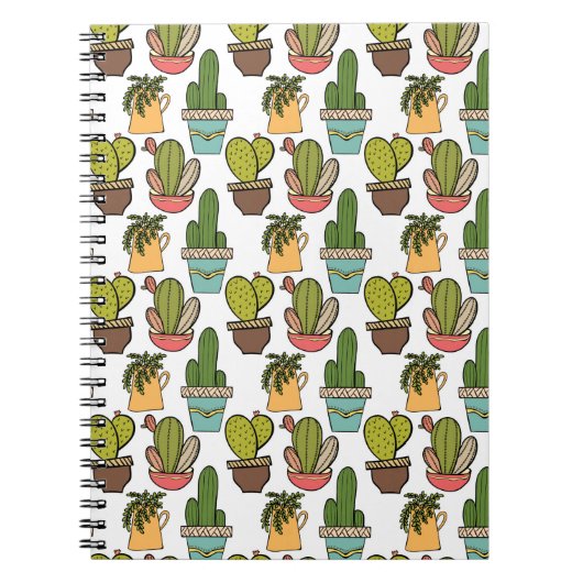 ポットパターンの屋内サボテン及びSucculents ノートブック (正面)