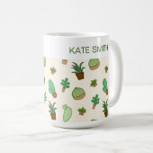 ポットパーソナライズされたパターンの吸汁性とサボテン コーヒーマグカップ (正面右)