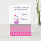 ポットパーソナライズされた花結婚八周年 カード (正面)