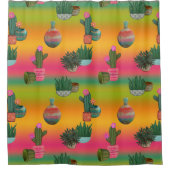 ポットピンクグラデーションと金ゴールドの美しい シャワーカーテン (正面)