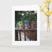 ポットフぶら下がったレンズのアウトトリプレット誕生日 カード (黄色い花)