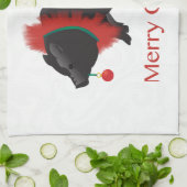 ポットベリーピグメリークリスマスデザイン キッチンタオル (折り畳み)