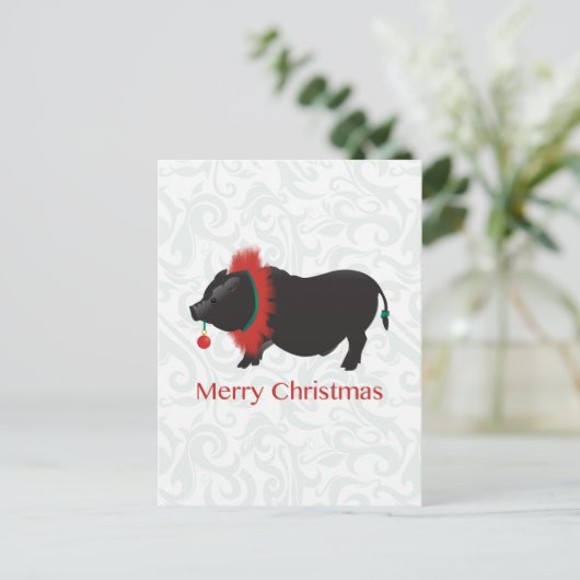ポットベリーピグメリークリスマスデザイン シーズンポストカード (スタンド正面)