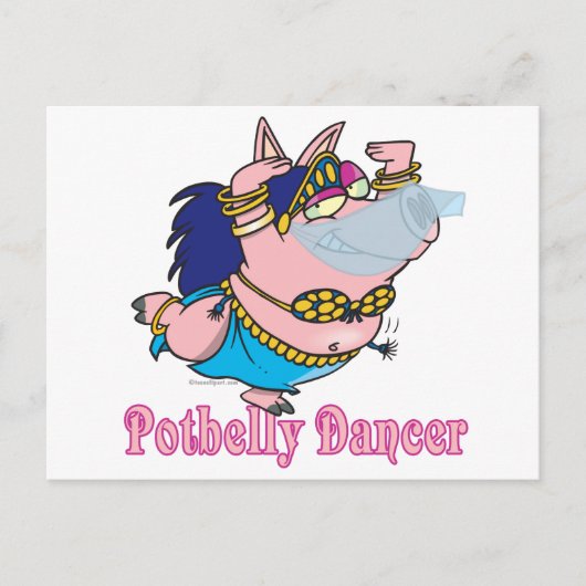 ポットベリーベリーダンサーおもしろいピギー ポストカード (正面)
