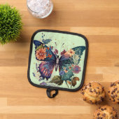 ポットホルダー付かわいらしき蝶 鍋敷き (トップダウン)