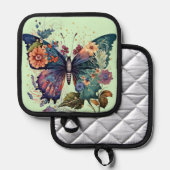 ポットホルダー付かわいらしき蝶 鍋敷き (正面/裏面)