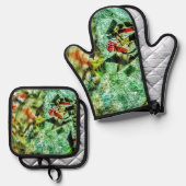 ポットホルダー及びオーブンミットホワイト抽象芸術 鍋つかみ&鍋敷きセット (正面/裏面)