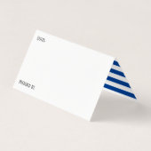 ポットラック皿レシピテントカード、青い白ストライプ色 名刺 (裏面)