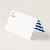 ポットラック皿レシピテントカード、青い白ストライプ色 名刺 (正面)