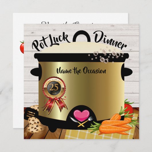 ポットラック記念日招待状バージョン1 招待状 (正面/裏面)