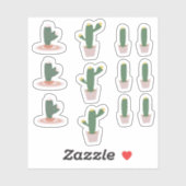 ポット入り植物のサボテン 砂漠の植物 シール (シート)