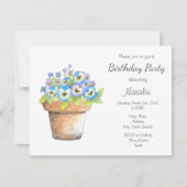 ポット入り水彩パンジー 招待状 (正面)