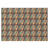 ポット植物の持ち主、テーブルクロスの生姜の猫 テーブルクロス (正面(横))