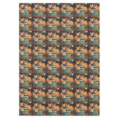 ポット植物の持ち主、テーブルクロスの生姜の猫 テーブルクロス (正面)